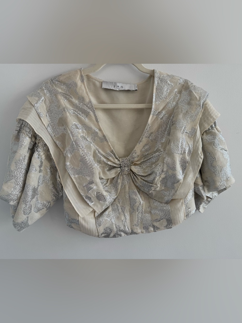 IRO Paris Silver Metallic Crop Top | Size 34 (XS)